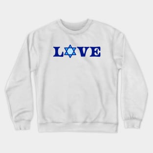 Blue Love Design Written With a Jewish Star of David, made by EndlessEmporium Crewneck Sweatshirt